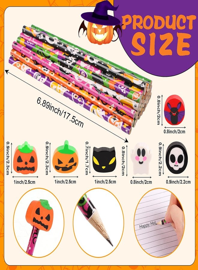 FOIMAS 30pcs Halloween Pencils,Pumpkin Ghost Wooden Pencils with Erasers Topper for Halloween Trick or Treat Party Favor Bag Filler School Supply - Image 2