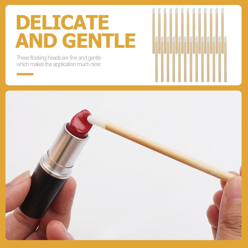 100pcs Wooden Lip Brush Set Portable Lip Balm Applicators Makeup Tools for Women Lipstick Application and Makeup Supplies - Image 3