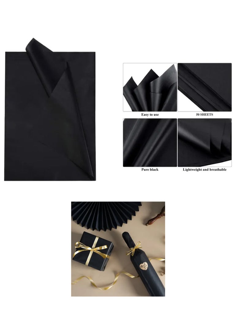 Pack of 10 Premium Quality Gift Wrapping Tissue Black