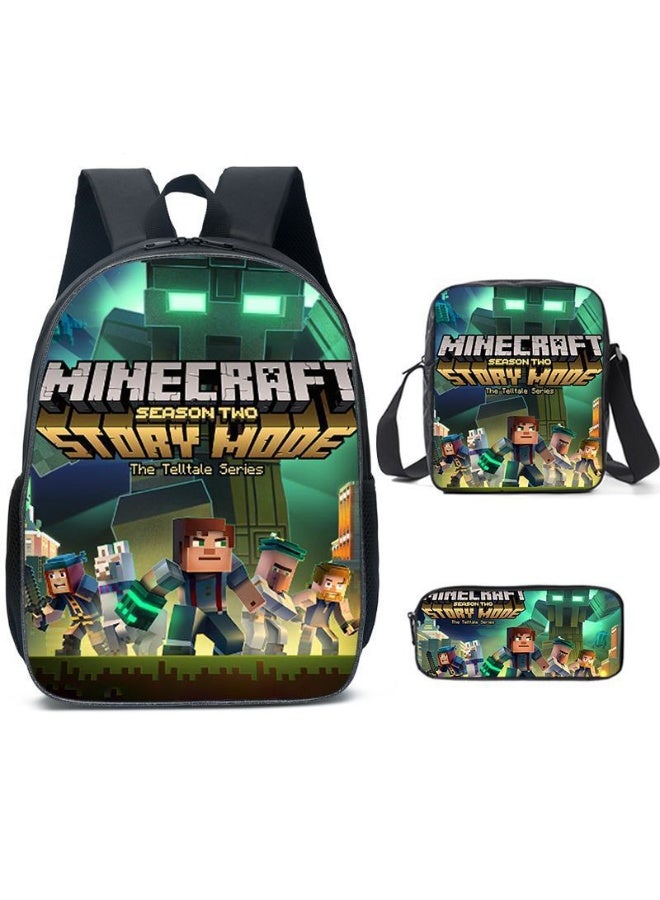 ماين كرافت على ظهره مقلمة حقيبة ثلاث قطع دعوى الرجال والنساء الترفيه الرياضة حقيبة السفر طالب حقيبة المدرسة - Image 1