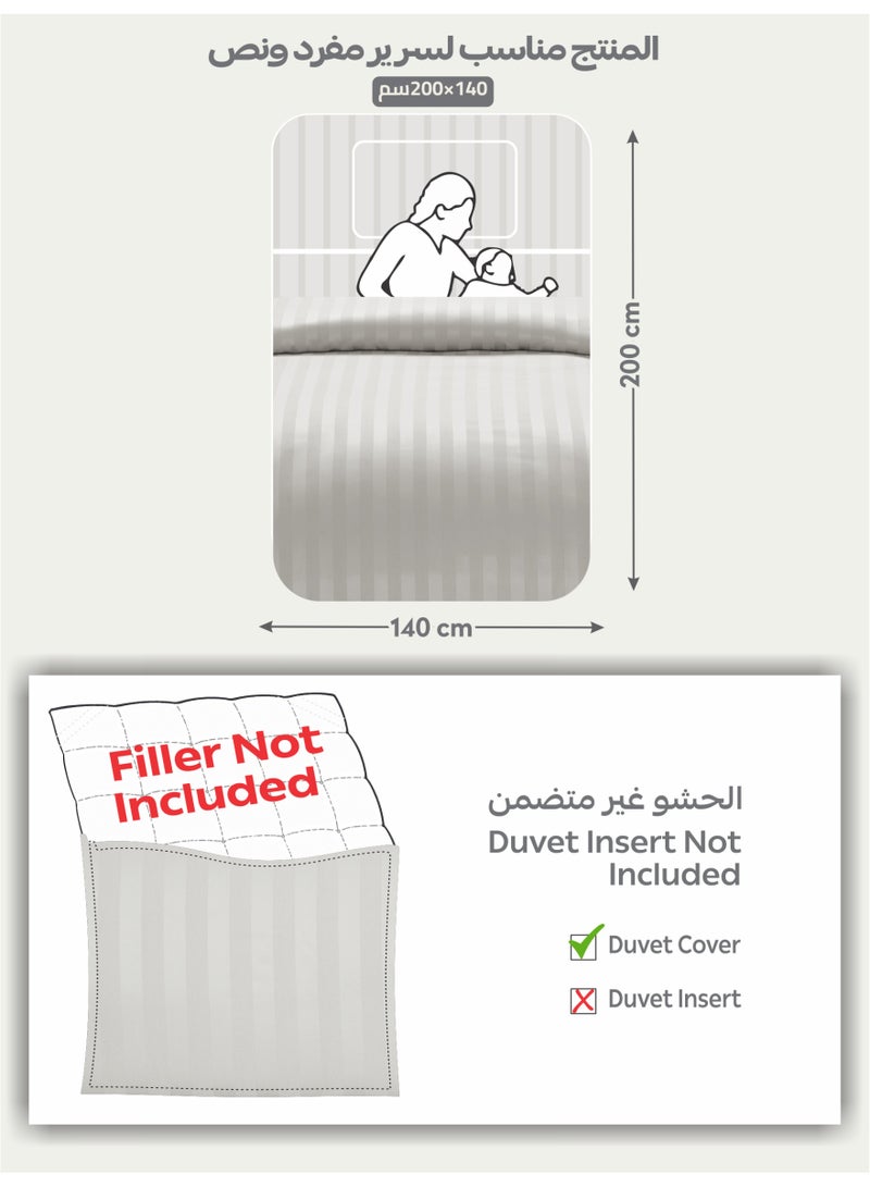 Donetella Striped Duvet Cover Set Single Size 170x230 cm - 4-Pcs Bed Set, Microfiber Fabric - 1 Duvet Cover, 1 Fitted Sheet, 2 Pillow Sham, (Filler Not Included) - Image 3