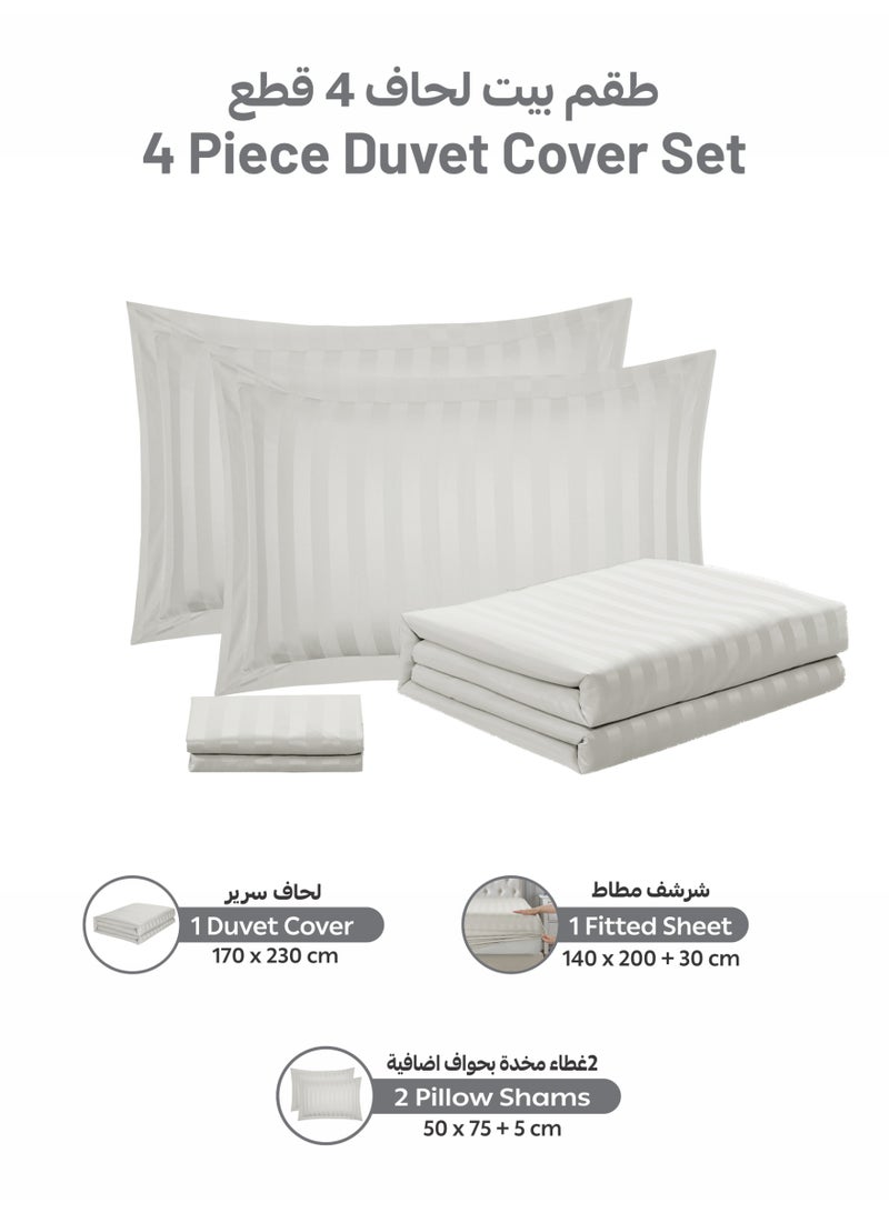 Donetella Striped Duvet Cover Set Single Size 170x230 cm - 4-Pcs Bed Set, Microfiber Fabric - 1 Duvet Cover, 1 Fitted Sheet, 2 Pillow Sham, (Filler Not Included) - Image 4