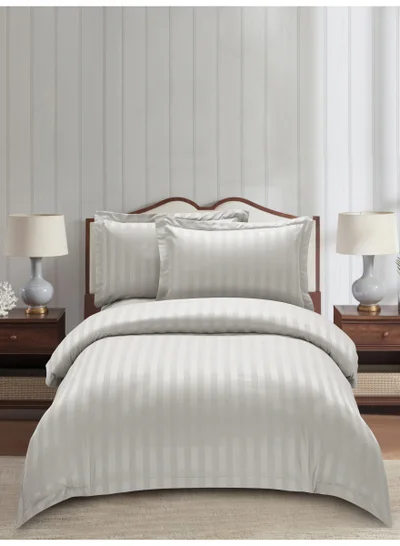 دوناتيلا Striped Duvet Cover Set Single Size 170x230 cm - 4-Pcs Bed Set, Microfiber Fabric - 1 Duvet Cover, 1 Fitted Sheet, 2 Pillow Sham, (Filler Not Included)