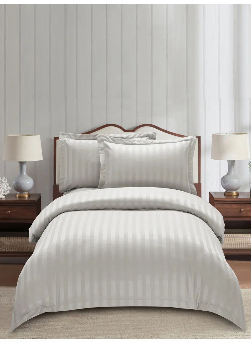 دوناتيلا Striped Duvet Cover Set Single Size 170x230 cm - 4-Pcs Bed Set, Microfiber Fabric - 1 Duvet Cover, 1 Fitted Sheet, 2 Pillow Sham, (Filler Not Included)