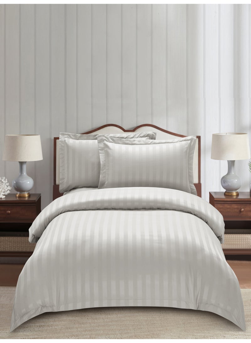 Donetella Striped Duvet Cover Set Single Size 170x230 cm - 4-Pcs Bed Set, Microfiber Fabric - 1 Duvet Cover, 1 Fitted Sheet, 2 Pillow Sham, (Filler Not Included) - Image 1