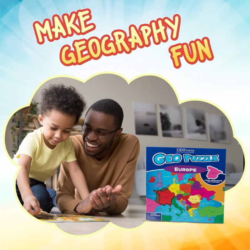 Geotoys ألعاب الألغاز الجغرافية من GeoToys - ألغاز أوروبا 58 قطعة - لعبة جغرافيا - خريطة الألغاز - ألغاز للأطفال من عمر 6 إلى 9 سنوات - هدايا عيد الميلاد للأحفاد - Image 3