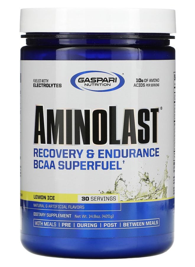Gaspari Nutrition Aminolast Recovery & Endurance BCAA Superfuel Lemon Ice 14.8 oz (420 g) 