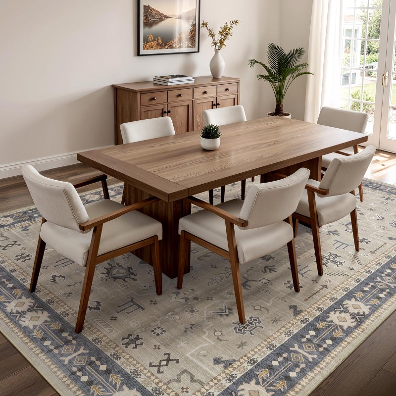 WITSHOCK Living Room Area Rugs 5x7: Washable Rug Boho Soft Non-Slip Low Pile Stain Resistant Foldable Carpet for Bedroom Playroom Dining Room Office Kitchen Farmhouse Home Decor Rug-Bitter Black - Image 3