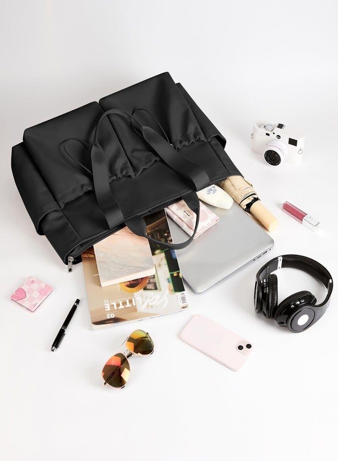KALIDI FANCY FOREST KALIDI Yoga Tote Bag for Women with Zipper Large Shoulder Bag Handbag with Pockets for Travel Vacation Work Gym Workout, Black - Image 3