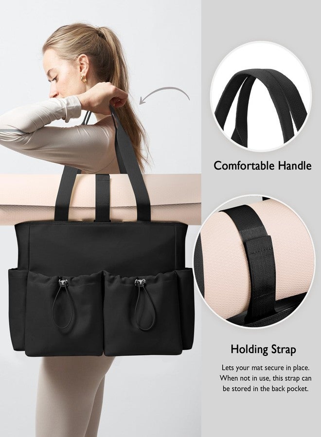 KALIDI FANCY FOREST KALIDI Yoga Tote Bag for Women with Zipper Large Shoulder Bag Handbag with Pockets for Travel Vacation Work Gym Workout, Black - Image 2