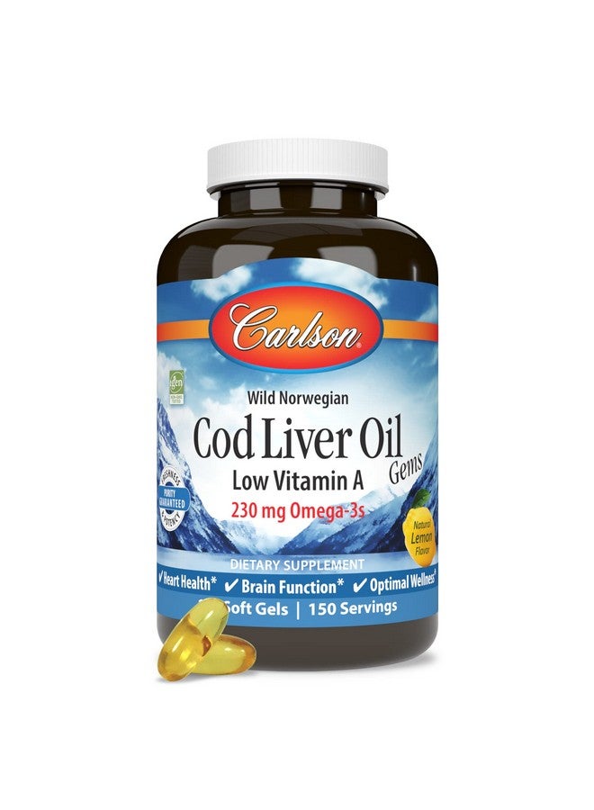 Carlson Cod Liver Oil Gems Low Vitamin A 230 Mg Omega3S Heart Health Vision Support Joint Health Lemon 150 Softgels - Image 5