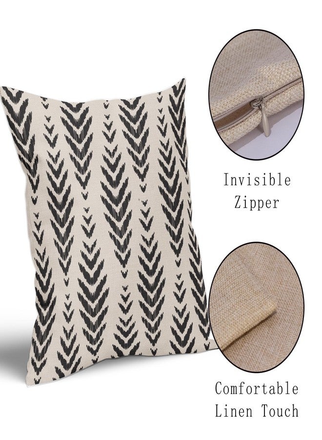 Sweetshow Boho Pillow Covers 18x18 Set of 2 Bohemian Ethnic Black Geometric Herringbone Print Decorative Throw Pillows Outdoor Pillowcase Square Linen Farmhouse Cushion Case Decor for Couch Sofa Bed - Image 4