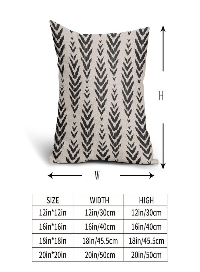 Sweetshow Boho Pillow Covers 18x18 Set of 2 Bohemian Ethnic Black Geometric Herringbone Print Decorative Throw Pillows Outdoor Pillowcase Square Linen Farmhouse Cushion Case Decor for Couch Sofa Bed - Image 5