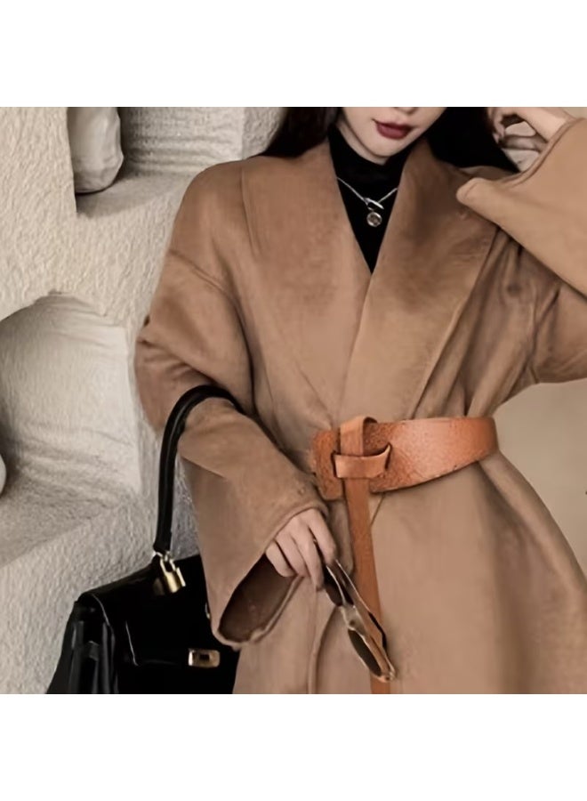 Goolsky Classic Knotted Thin Belts Elegant Solid Color PU Skinny Waistband Vintage Dress Coat Girdle For Women daily use - Image 5