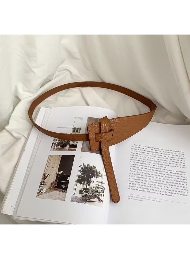 Goolsky Classic Knotted Thin Belts Elegant Solid Color PU Skinny Waistband Vintage Dress Coat Girdle For Women daily use - Image 4