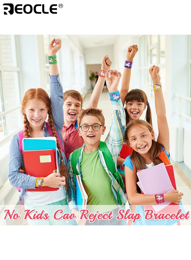 REOCLE 24PCS Kid's Slap Bracelet  Party Bag Fillers Colorful Cartoon Design Snap Band Wristbands Bulk Pack for Boys and Girls Birthday Party Favors Goodie Bags Classroom Prizes - Image 3