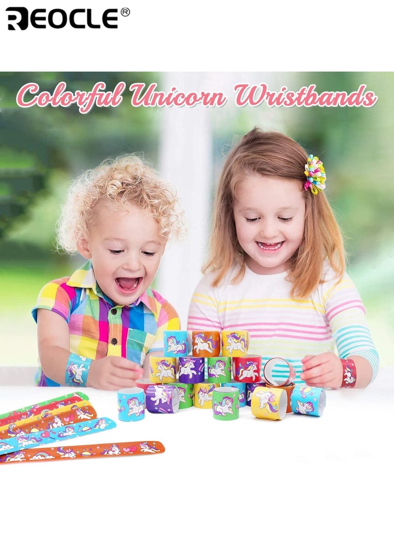 REOCLE 24PCS Kid's Slap Bracelet  Party Bag Fillers Colorful Cartoon Design Snap Band Wristbands Bulk Pack for Boys and Girls Birthday Party Favors Goodie Bags Classroom Prizes - Image 4