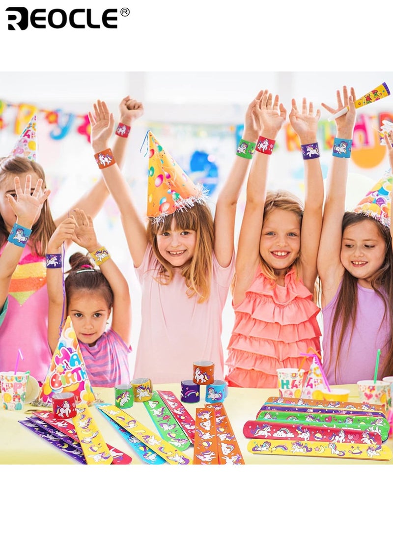 REOCLE 24PCS Kid's Slap Bracelet  Party Bag Fillers Colorful Cartoon Design Snap Band Wristbands Bulk Pack for Boys and Girls Birthday Party Favors Goodie Bags Classroom Prizes - Image 5