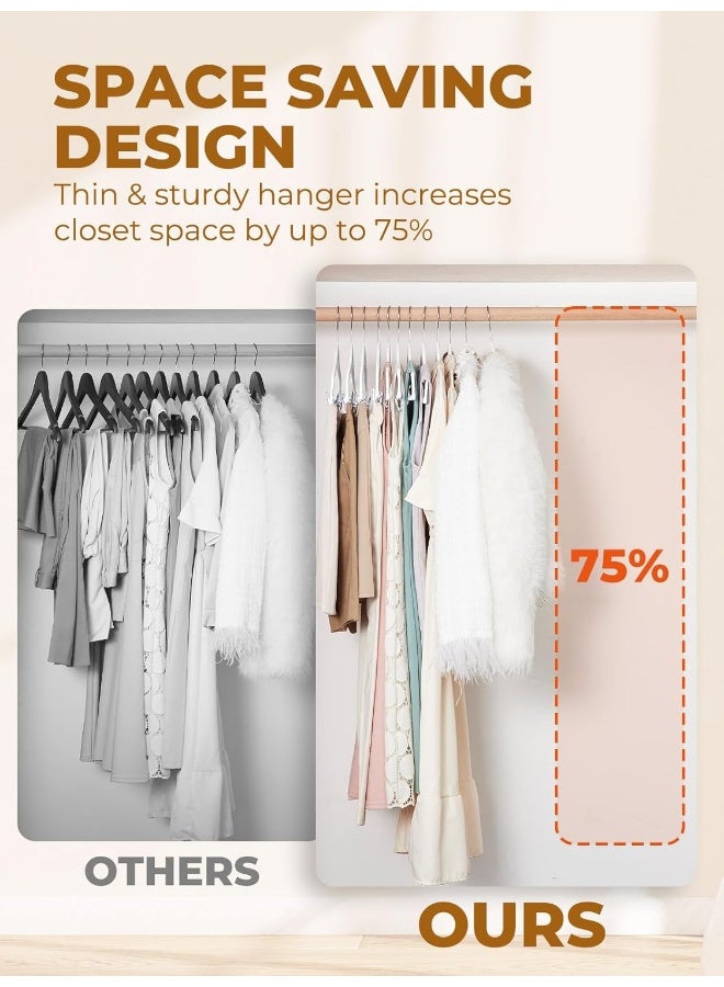 HOUSE DAY Velvet Skirt Hangers 24 Pack, White Velvet Hangers with Adjustable Clips, Space Saving Slim Velvet Pant Hangers, Heavy Duty Shorts Hangers, Non Slip Clip Hangers for Pants, Skirts, Shorts - Image 5