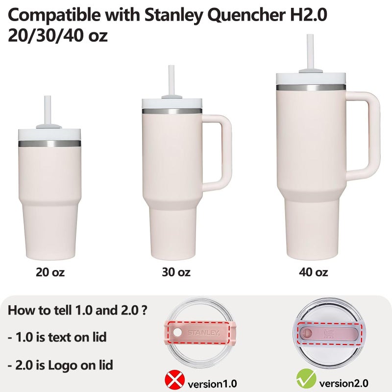 DUNLAGUE مجموعة سدادة تسرب السيليكون متوافقة مع ستانلي كأس 2.0 أوقية و 40 أوقية مع غطاء القش (مجموعة من 2 روز كوارتز) - Image 4