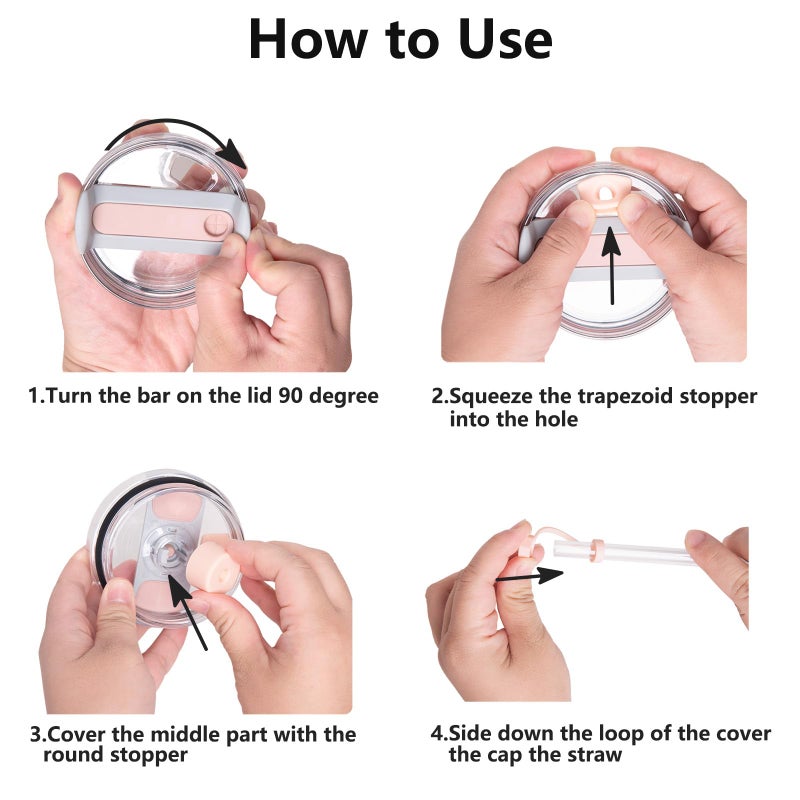 DUNLAGUE مجموعة سدادة تسرب السيليكون متوافقة مع ستانلي كأس 2.0 أوقية و 40 أوقية مع غطاء القش (مجموعة من 2 روز كوارتز) - Image 5