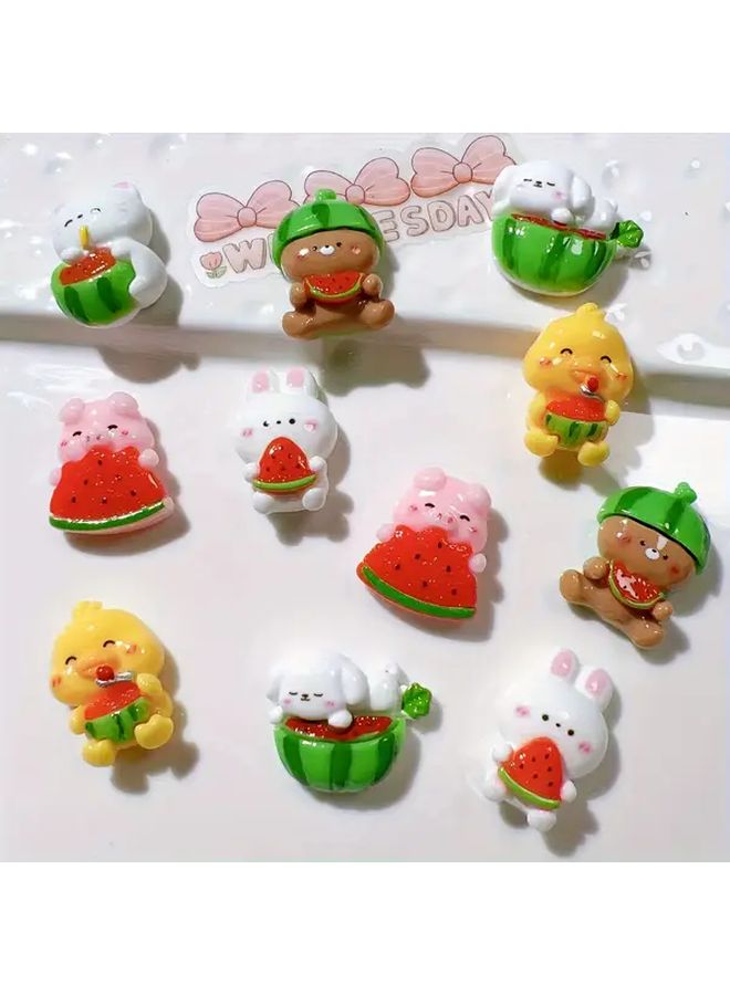 10pcs Cute Fruit Resin Figurines Pastel Colors For DIY Crafts Party Decor - Image 2