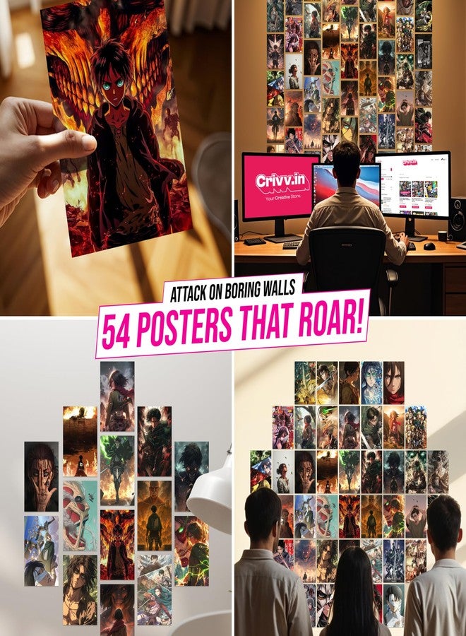 Attack on Titan Poster Collage Set of 54 (4x6 Inch) - Wall Art Featuring Eren, Levi, Mikasa & More | Aesthetic Anime Decor for Bedrooms, Dorms, Study Rooms & Anime Fan Gifts - Image 4
