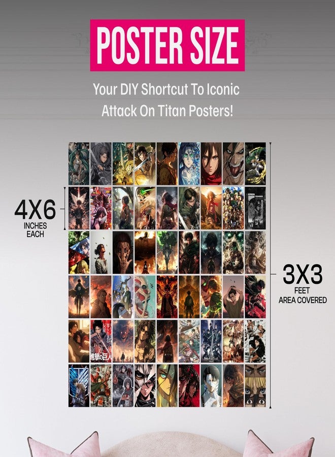 Attack on Titan Poster Collage Set of 54 (4x6 Inch) - Wall Art Featuring Eren, Levi, Mikasa & More | Aesthetic Anime Decor for Bedrooms, Dorms, Study Rooms & Anime Fan Gifts - Image 3
