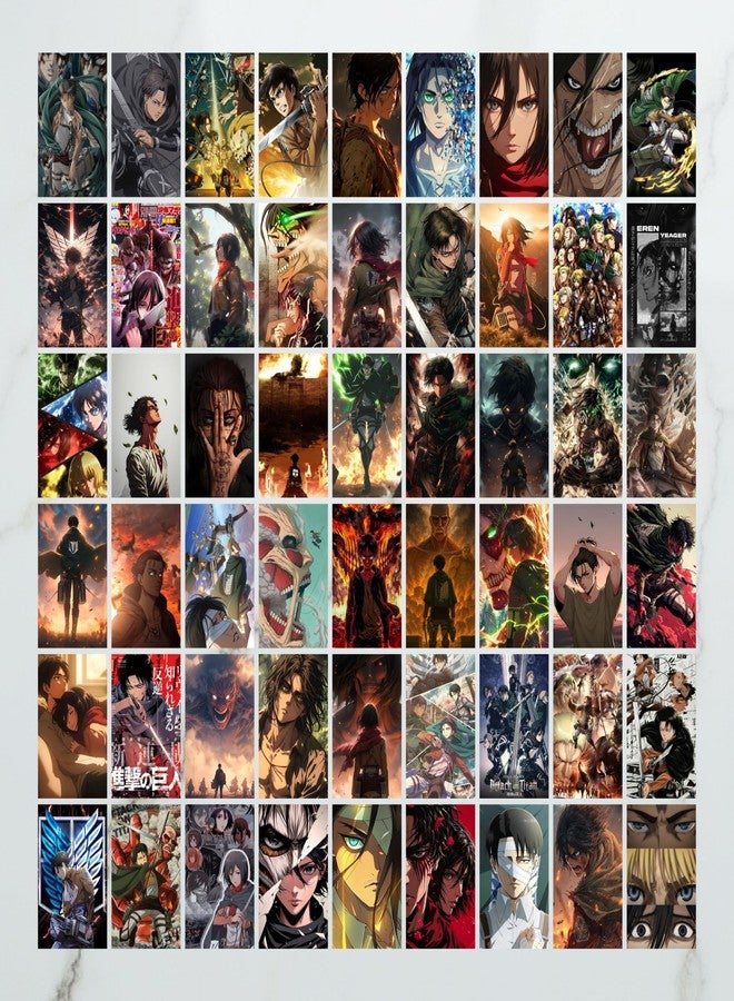 Attack on Titan Poster Collage Set of 54 (4x6 Inch) - Wall Art Featuring Eren, Levi, Mikasa & More | Aesthetic Anime Decor for Bedrooms, Dorms, Study Rooms & Anime Fan Gifts - Image 1