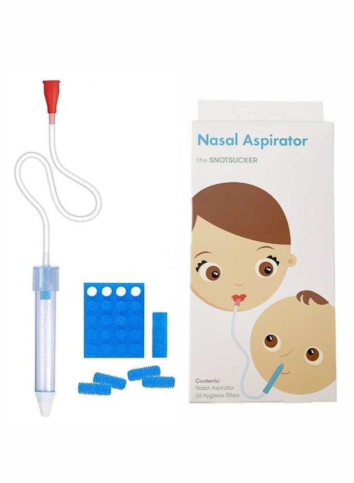 بيبي نوزفريدا سنوتساكر للطفل، شفاط أنف للطفل، شفاط أنف للأطفال، شفاط أنف للأطفال، تخفيف الاحتقان مع 24 مرشحًا إضافيًا للنظافة - Image 1