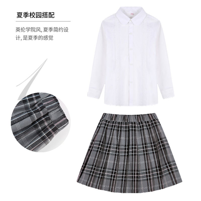 Girls' School Uniform Skirt Skirt Pupil Gray Plaid Anti-Light Pleated Skirt Girls' Dress Skirt - Image 4