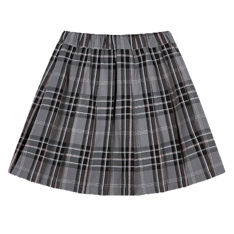 Girls' School Uniform Skirt Skirt Pupil Gray Plaid Anti-Light Pleated Skirt Girls' Dress Skirt - Image 1