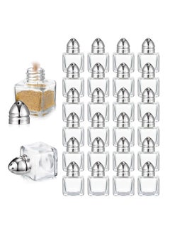 TYCOM Castor Salt and Pepper Shakers 24 packs Pocket Condiment Bottle Individual Seasonings Shakers Salt Container Holder Seasoning Holders Glass Pepper Jar Spice Jars Silver lids.  - Image 1