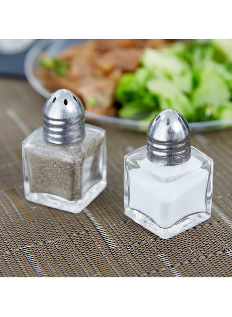 TYCOM زجاجات توابل ملح وفلفل كاستور 24 عبوة حافظة توابل فردية حوامل توابل حاوية ملح جرة فلفل زجاجية برؤوس فضية. - Image 2