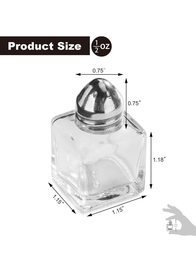 TYCOM زجاجات توابل ملح وفلفل كاستور 24 عبوة حافظة توابل فردية حوامل توابل حاوية ملح جرة فلفل زجاجية برؤوس فضية. - Image 3
