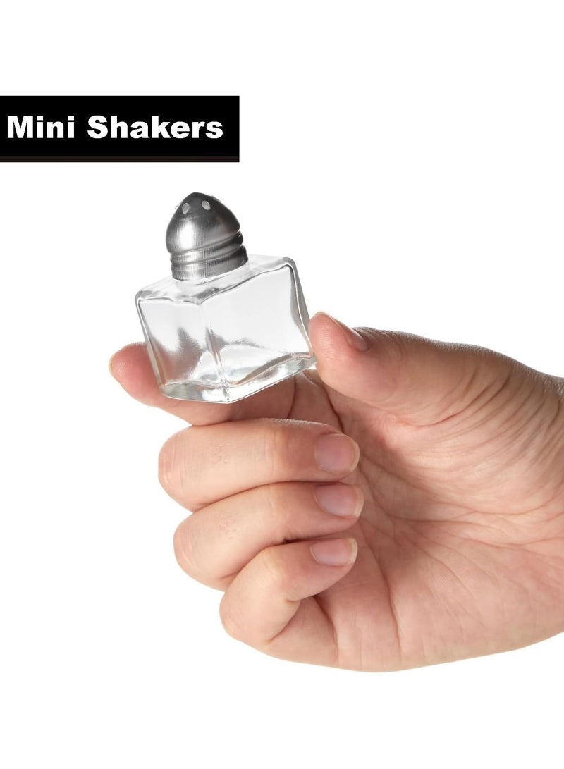 TYCOM زجاجات توابل ملح وفلفل كاستور 24 عبوة حافظة توابل فردية حوامل توابل حاوية ملح جرة فلفل زجاجية برؤوس فضية. - Image 5