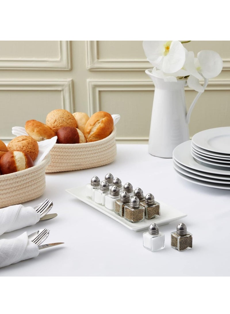 TYCOM زجاجات توابل ملح وفلفل كاستور 24 عبوة حافظة توابل فردية حوامل توابل حاوية ملح جرة فلفل زجاجية برؤوس فضية. - Image 4