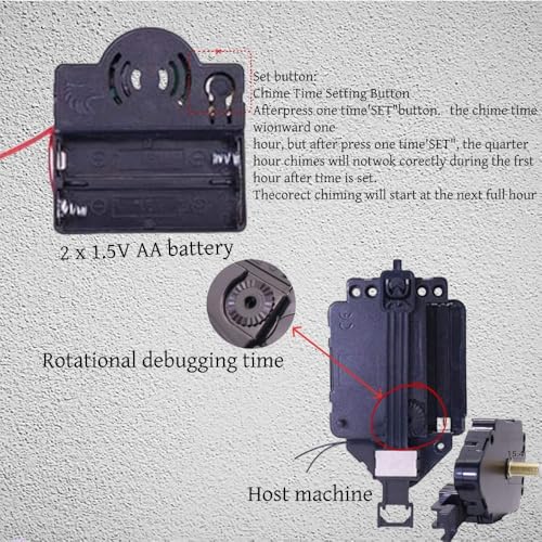 Prettyia Quartz Pendulum Trigger Clock Movement Chime Music Box Completer DIY Wall Mechanism Repair Parts Replacement with,Maximum dial Diameter 9.5inch - Image 3