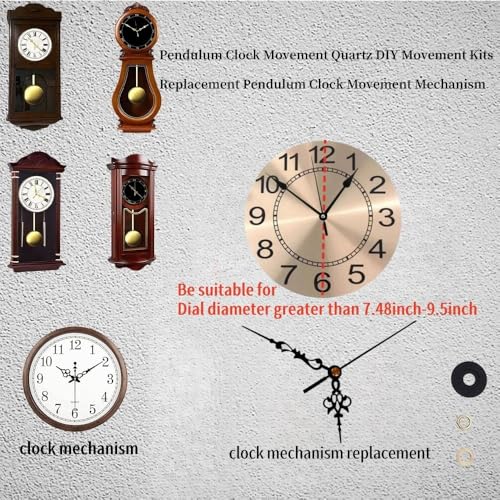 Prettyia Quartz Pendulum Trigger Clock Movement Chime Music Box Completer DIY Wall Mechanism Repair Parts Replacement with,Maximum dial Diameter 9.5inch - Image 2
