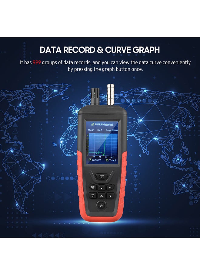 Generic - Dust Particle Counter 6-Channel 0.3um/ 0.5μm/ 1.0μm/ 2.5μm/ 5.0μm/ 10um PM2.5 PM10 Detector with 3.2-inch Backlight TFT Color Screen Air Quality Tester - Image 1