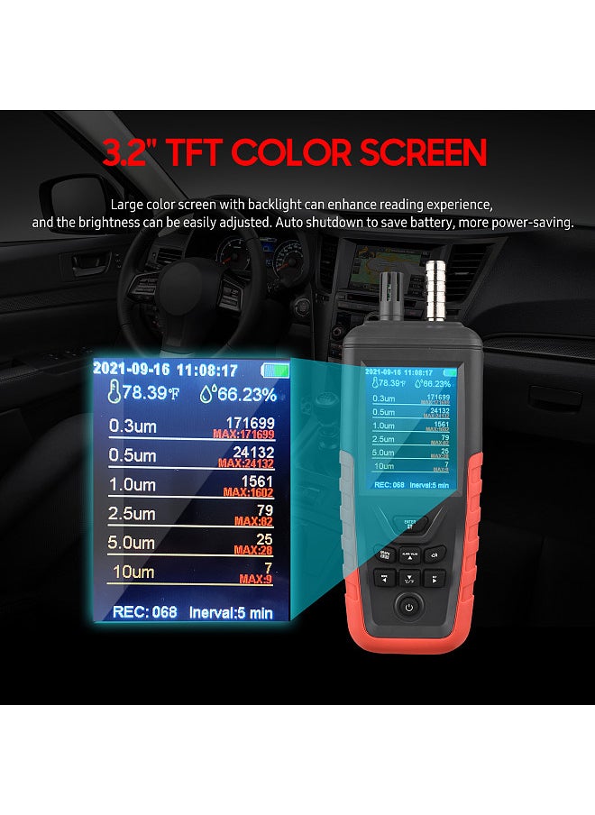 Generic - Dust Particle Counter 6-Channel 0.3um/ 0.5μm/ 1.0μm/ 2.5μm/ 5.0μm/ 10um PM2.5 PM10 Detector with 3.2-inch Backlight TFT Color Screen Air Quality Tester - Image 1
