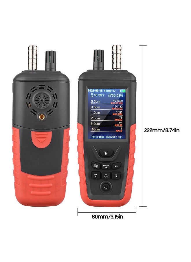 Generic - Dust Particle Counter 6-Channel 0.3um/ 0.5μm/ 1.0μm/ 2.5μm/ 5.0μm/ 10um PM2.5 PM10 Detector with 3.2-inch Backlight TFT Color Screen Air Quality Tester - Image 1