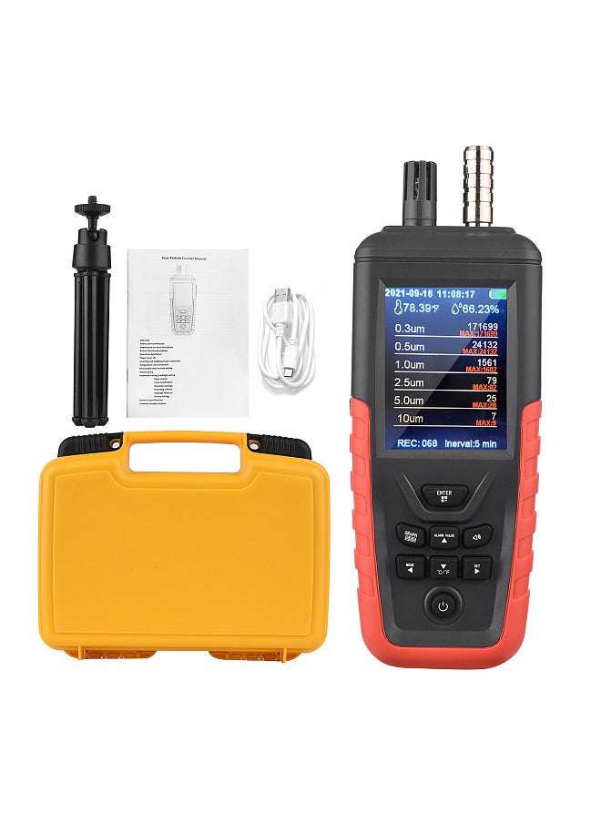 Generic - Dust Particle Counter 6-Channel 0.3um/ 0.5μm/ 1.0μm/ 2.5μm/ 5.0μm/ 10um PM2.5 PM10 Detector with 3.2-inch Backlight TFT Color Screen Air Quality Tester - Image 1