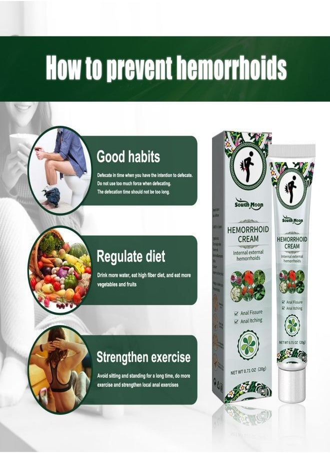 SOUTH MOON Hemorrhoid Treatment All Natural Fast Relief Herbal Hemorrhoid Cream Healing Formula for Burning Itching Pain Bleeding and Swelling - 1Pcs  - Image 2
