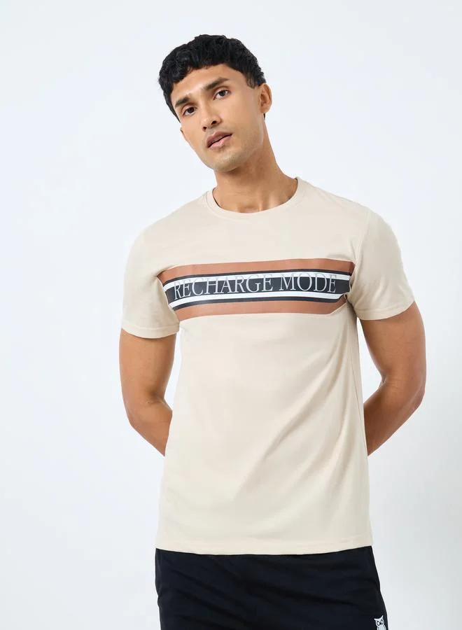 Styli Styli Men Striped Slogan Print T-Shirt and Pyjama Set