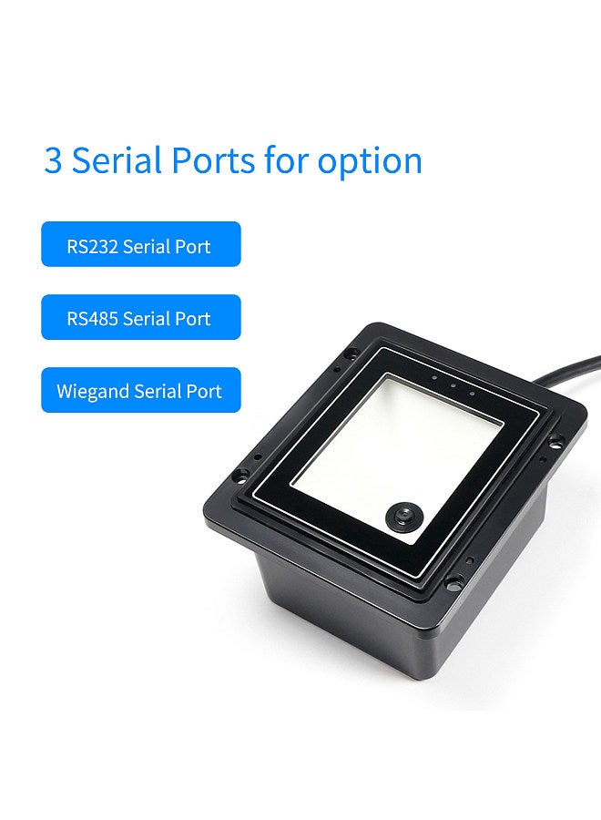 Embedded 1D 2D Barcode Scanner QR Bar Code Reader Module Scanner RS485 Port Connection Auto Scanning for Gate Machine Tickets Checking Mobile Payment