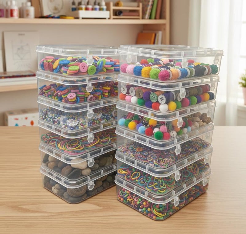 URBAA Plastic Small Storage Boxes Container With Lock Lid (Size No.- 44) (Clear, 16.5 X 11 X 4.5 Cm) Rectangular Set Of 12 - Image 2