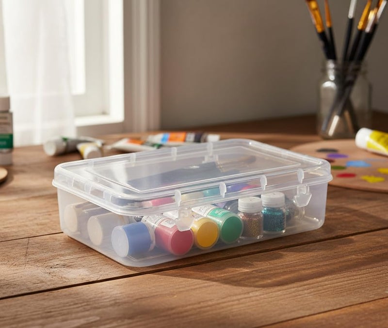 URBAA Plastic Small Storage Boxes Container With Lock Lid (Size No.- 44) (Clear, 16.5 X 11 X 4.5 Cm) Rectangular Set Of 12 - Image 4