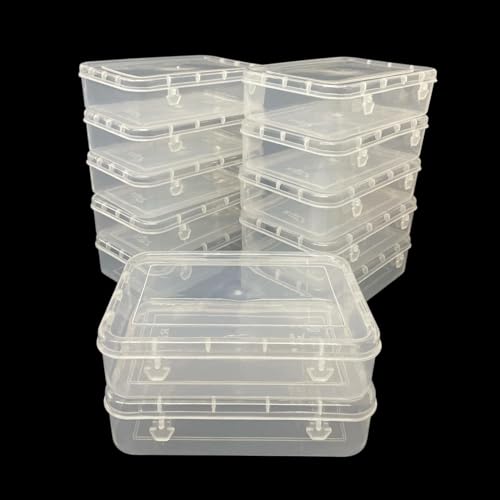 URBAA Plastic Small Storage Boxes Container With Lock Lid (Size No.- 44) (Clear, 16.5 X 11 X 4.5 Cm) Rectangular Set Of 12 - Image 1