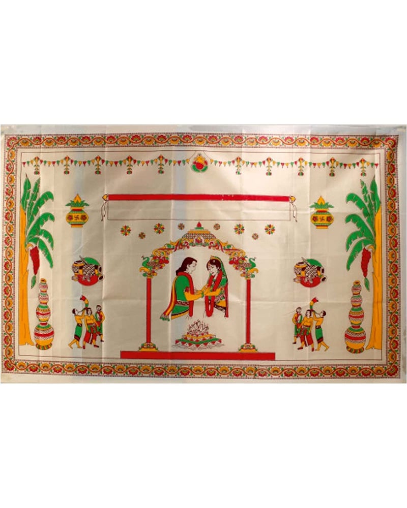 Bhavyam antarpat wedding cloth held in front of groom Bride,cotton antarpat for wedding upanayan munj marriage ceremony function(Mandap Design/1pcs) - Image 1